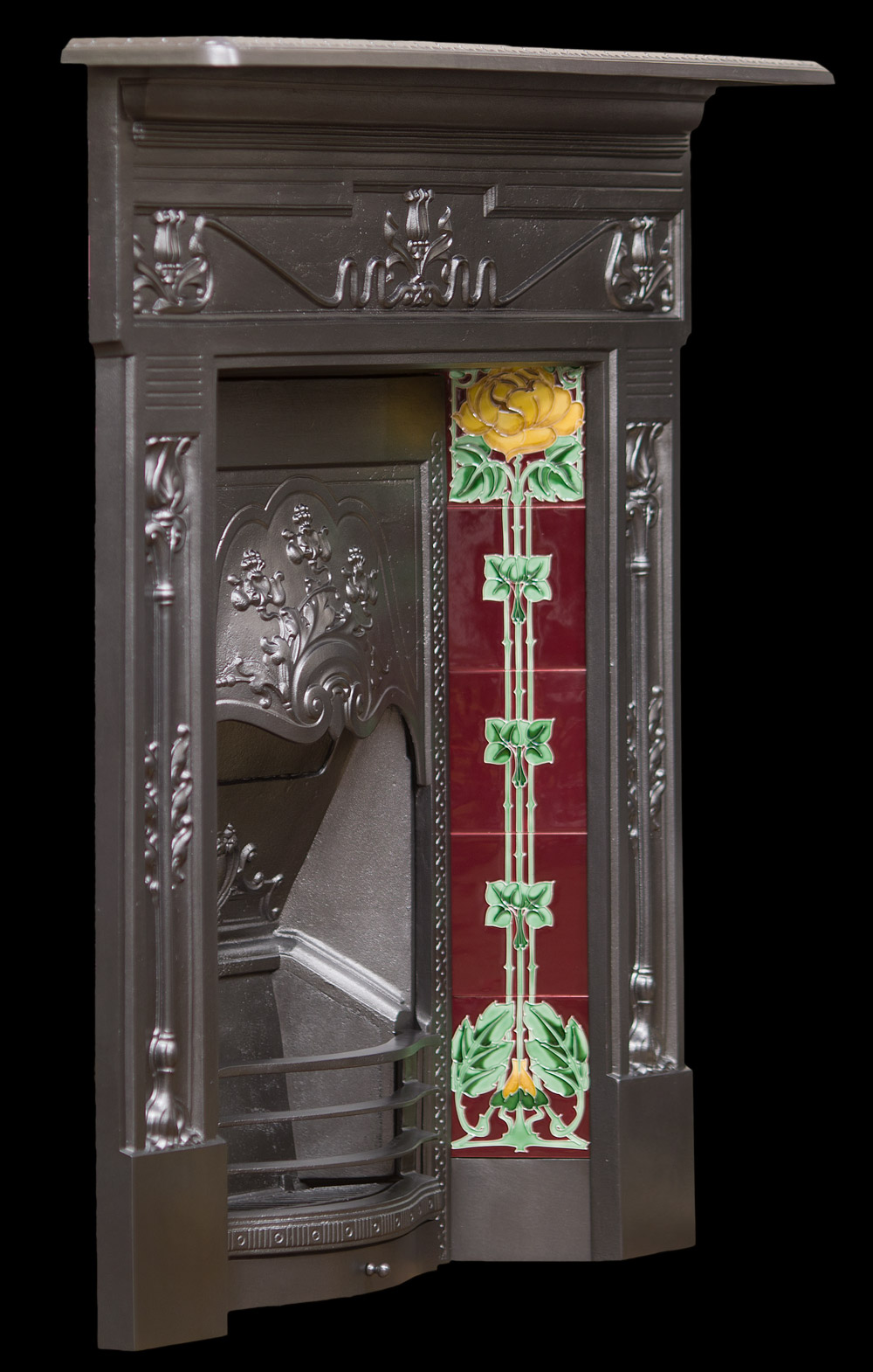 Art Nouveau tiled fireplace - Vintage fire