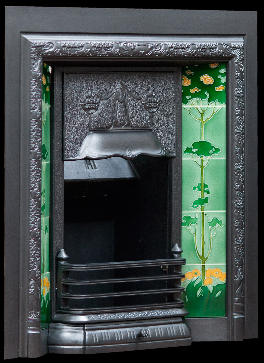 Edwardian tiled fire grate vintage fireplaces